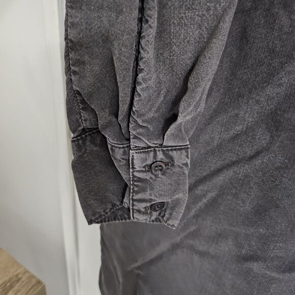 Bella Dahl Dress XS Black Chambray Tencel Roll Tab Coastal Casual Preppy Mini - Picture 4 of 10